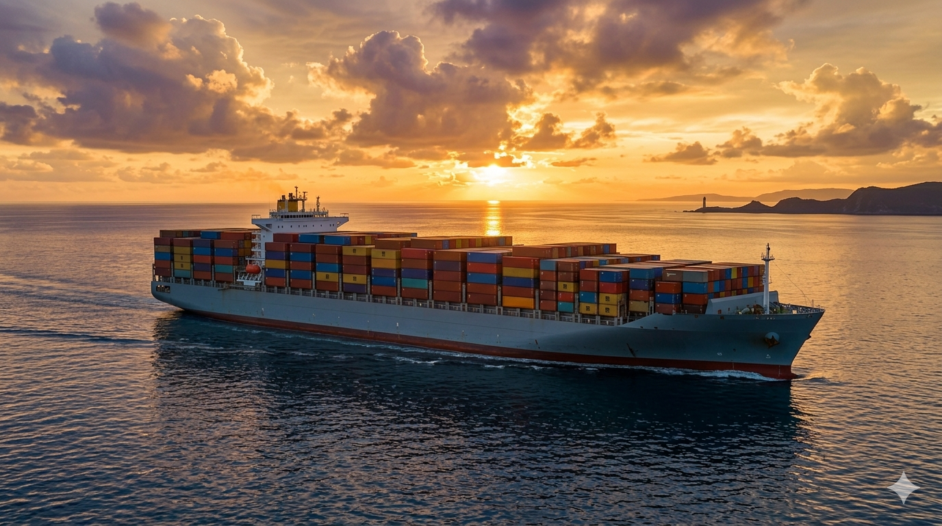 Container ship at sea